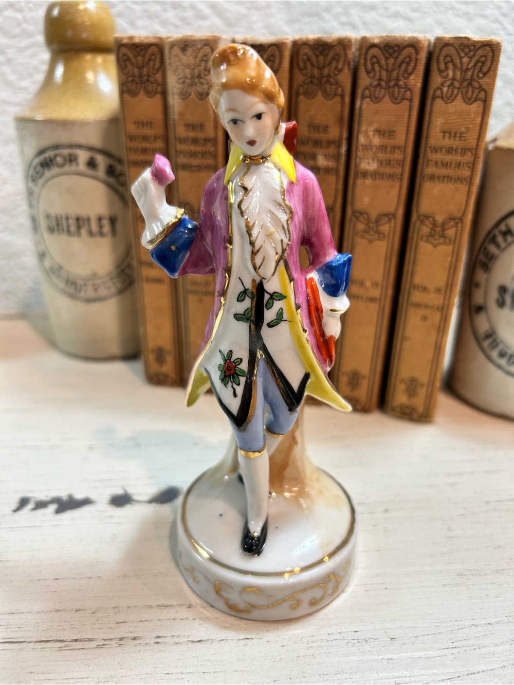 Fashionable young gentleman figurine in stylish finery~Occupied Japan